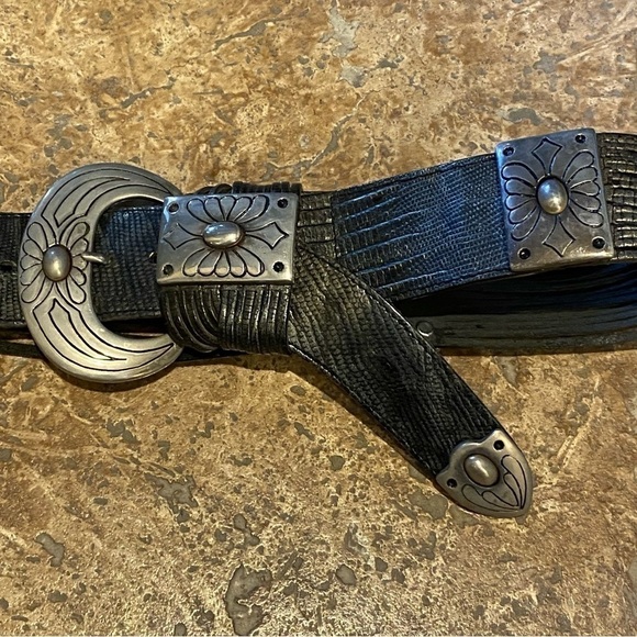 Women Gray Leather Silver Design Buckle Size S/M-Made in Italy main image 6